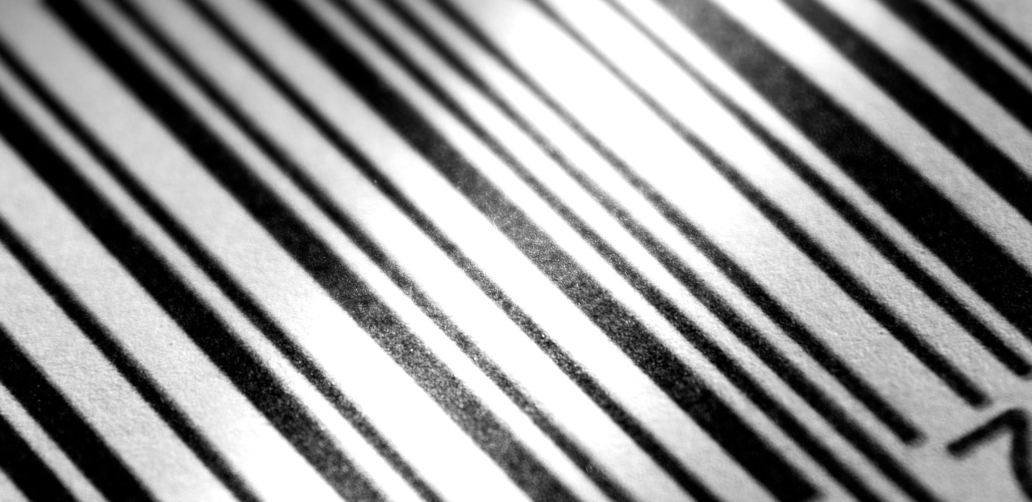 Extreme close up on the black and white lines of a barcode